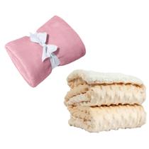 Coberta Manta Comfy Antialergico Rosa e Pipoquinha Marfim Coberta Manta Comfy Antialergico Rosa e Pipoquinha Marfim