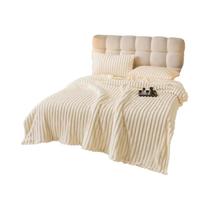 Cobertor Aconchegante E Quente De Pelúcia Listrado Estilo Coreano Para Sofá, Quarto E Sala De Estar,