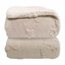 Cobertor Aconchegante Microfibra E Sherpa Bebê Relevo Urso