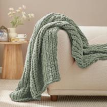 Cobertor Amélie Home Chunky Knit Chenille 40x50cm verde sálvia Cobertor Amélie Home Chunky Knit Chenille 40x50cm verde sálvia