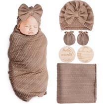 Cobertor AQOKKA Newborn Swaddle Set 80x80 cm Wheat Design