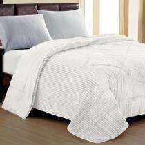 Cobertor Aveline Casal Queen Manta Plush Canelada 01 Peça Toque Macio - Branco - 100% Poliéster