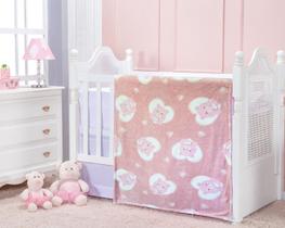 Cobertor baby flanel etruria urso rosa