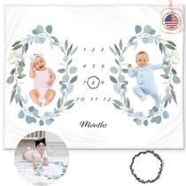 Cobertor Baby Milestone Kemina Twins Monthly Eucalyptus Cobertor Baby Milestone Kemina Twins Monthly Eucalyptus