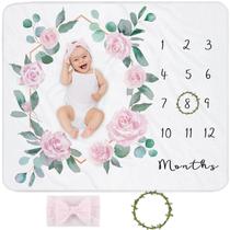 Cobertor Baby Milestone Yoothy 115x100cm Floral Girl