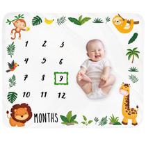 Cobertor Baby Monthly Milestone Tebaby Jungle Animals Cobertor Baby Monthly Milestone Tebaby Jungle Animals