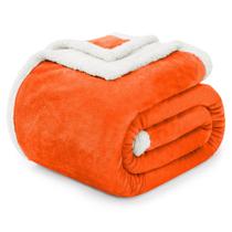 Cobertor BEAUTEX Orange Sherpa Fleece Flannel Plush 480 GSM Cobertor BEAUTEX Orange Sherpa Fleece Flannel Plush 480 GSM