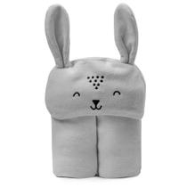 Cobertor Bebê Com Capuz Coelhinho Cinza 1,10Mx85Cm Papi