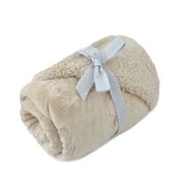 Cobertor Bebe Ferrette Laço Plush com Sherpa 90x110 cm Bege Bichinhos - 78912345163