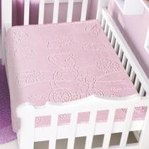 Cobertor Bebê Infantil Em Relevo Ursinho 80CmX1,10M Rosa