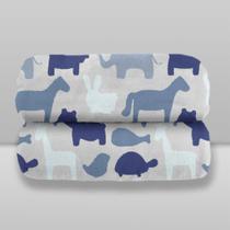 Cobertor Bebê Luxo Safari 0,80 x 1,10 Azul Bebê - Laço Bebê
