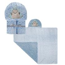 Cobertor Bebê Manta De Microfibra Com Capuz Super Macio 1,10cm x 90cm Baby Papi Cor:TUBARÃO BLU