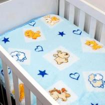 Cobertor Bebe Pelo Alto Macio Azul - Mundo Dos Bichos 90 x1,10 Jolitex