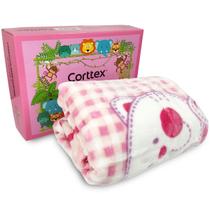 Cobertor Bebê Raschel Corttex Antialérgico Caixa Presente - Manta Berço Microfibra Infantil 90 x 110