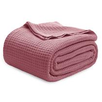 Cobertor Bedsure 100% algodão Queen Size Waffle Weave rosa