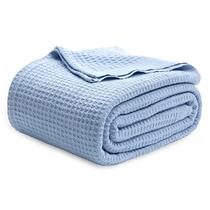 Cobertor Bedsure 100% algodão Waffle Weave King Size azul celeste