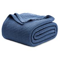 Cobertor Bedsure 100% algodão Waffle Weave King Size Navy