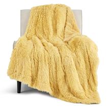 Cobertor Bedsure Fuzzy Sherpa Faux Fur Twin Yellow 150x200cm