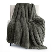 Cobertor Bedsure Fuzzy Sherpa Faux Fur verde oliva tamanho duplo