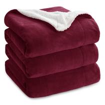 Cobertor Bedsure GentleSoft Sherpa Fleece Queen Burgundy 229x229cm