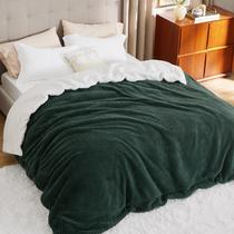 Cobertor Bedsure Sherpa Fleece Queen Size Herringbone verde escuro Cobertor Bedsure Sherpa Fleece Queen Size Herringbone verde escuro