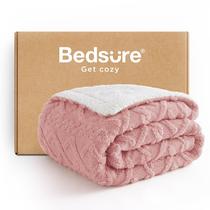 Cobertor Bedsure Sherpa Fleece Twin Size 150x200cm rosa