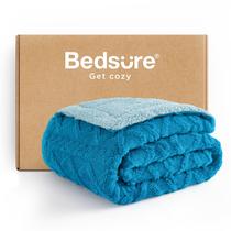 Cobertor Bedsure Sherpa Fleece Twin Size para cama Horizon Blue