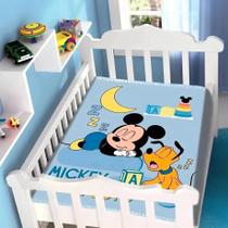 Cobertor Berço Bebê Disney Mickey Azul Licenciado Jolitex