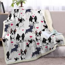Cobertor BlessLiving Boston Terrier Frenchie Dog Red Heart Cobertor BlessLiving Boston Terrier Frenchie Dog Red Heart