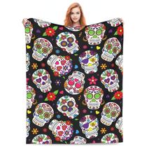 Cobertor BLUBLU Day of the Dead Sugar Skull Flannel Fleece Cobertor BLUBLU Day of the Dead Sugar Skull Flannel Fleece
