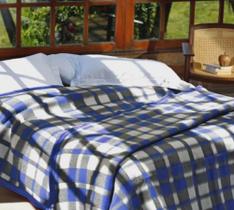 Cobertor Boa Noite Casal xadrez azul royal 180x220cm