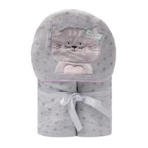 Cobertor Bord de Microfibra Papi Friends para Bebê C/Capuz 1,10M X 90cm Contém 01 Um