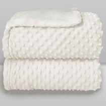 Cobertor Branco Plush com Sherpa Dots - Laço Bebê