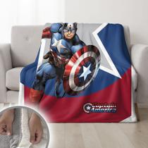 Cobertor Capitão América Duplo Pele De Carneiro 155x240cm