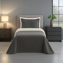 Cobertor Casadinho Solteiro Duplaface com Sherpa Super Macio Cinza