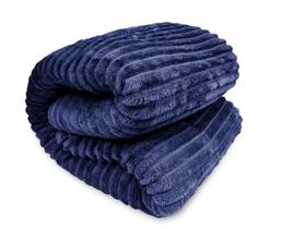Cobertor Casal Canelado Azul Marinho Luster 1.80 x 2.00m - Corttex Toque Macio