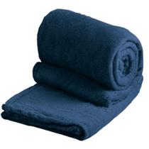Cobertor Casal Padrão Soft Liso 1 Peça Azul Marinho
