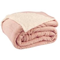 Cobertor Casal Queen Canadá 1 Peça Manta Sherpa Rosê