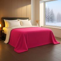 Cobertor Casal Queen Casadinho Para Inverno com Sherpa Duplaface Bainha Reforçada de Alta Qualidade Pink