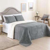 Cobertor Coberdrom Casal Queen Size Pele de Carneiro Lã Sherpa Dupla Face Edredom com Mantinha Manta Soft Antialergico