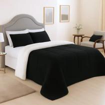 Cobertor Coberdrom Casal Queen Size Pele de Carneiro Lã Sherpa Dupla Face Edredom com Mantinha Manta Soft Antialergico