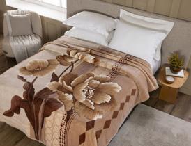 Cobertor Coberta Kyor Plus Casal Queen 2,20m x 2,40m Pelo Baixo Macio Caixa Jolitex Estampas Floral Delicada