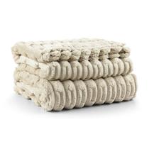 Cobertor Coberta Polar Queen 2,40x2,20 Manta Ultrasoft Alto Relevo Extra Macia Almond Bege