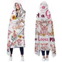 Cobertor com capuz Bestshop Pig Cozy Fleece 120x180 cm Cobertor com capuz Bestshop Pig Cozy Fleece 120x180 cm
