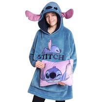 Cobertor com capuz Disney Stitch Fleece para meninas e adolescentes azul Cobertor com capuz Disney Stitch Fleece para meninas e adolescentes azul