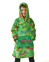 Cobertor com Capuz Infantil Tartarugas Ninja - Tamanho Único