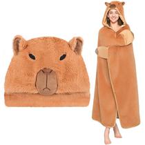 Cobertor com capuz vestível CozZipals Capybara para adultos e mulheres