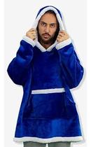 Cobertor Com Manga Moleton Hoodie Juvenil Azul Marinho Macio