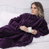 Cobertor Com Mangas Adulto Microfibra 1,90m X 1,50m Juma Enxovais Amaranto