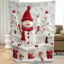 Cobertor Com Padrão De Árvore De Boneco De Neve De Natal, Design Plano 2D Para Sofás, Camas,